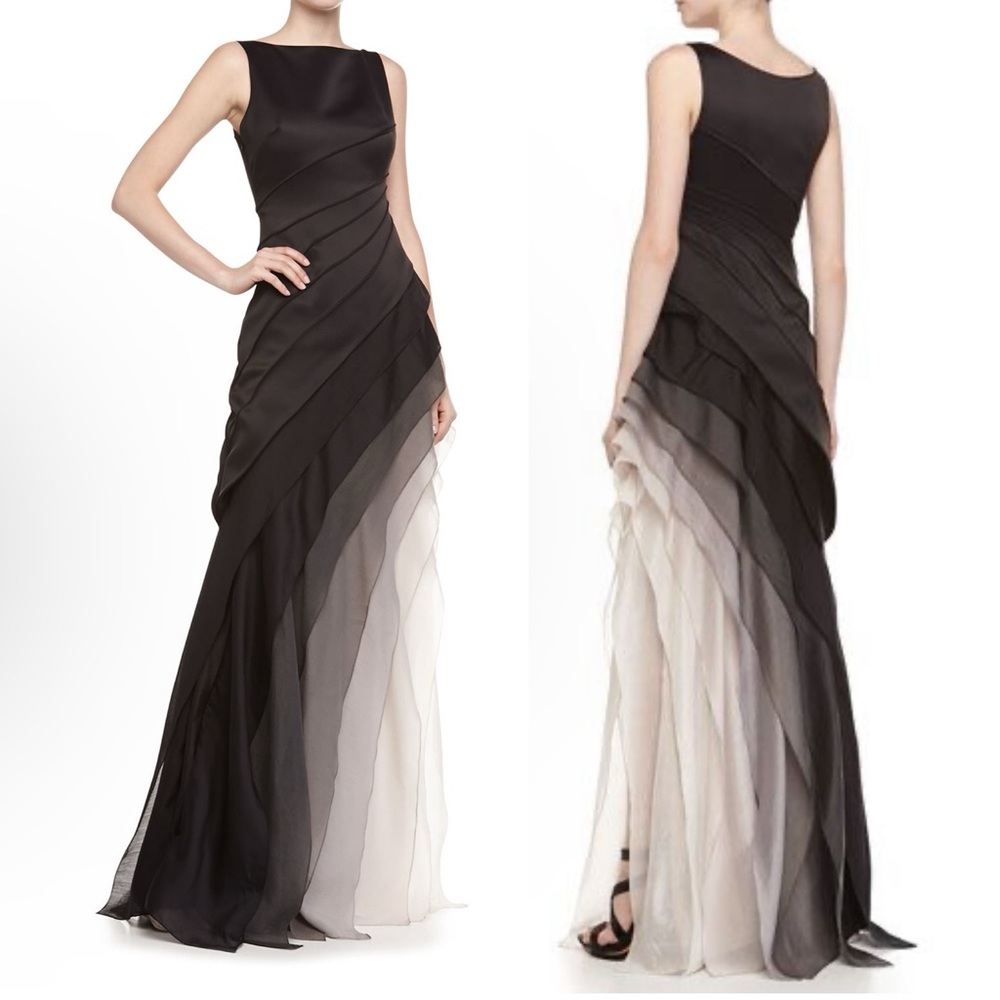 Halston Heritage Ombre Voile Satin Gown